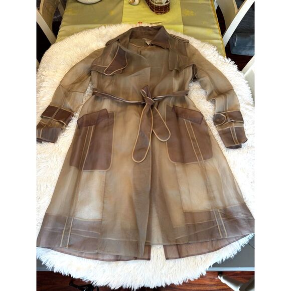 Stunning BCBG Maxazria Runway sheer silk trench coat/dress size small must see!!